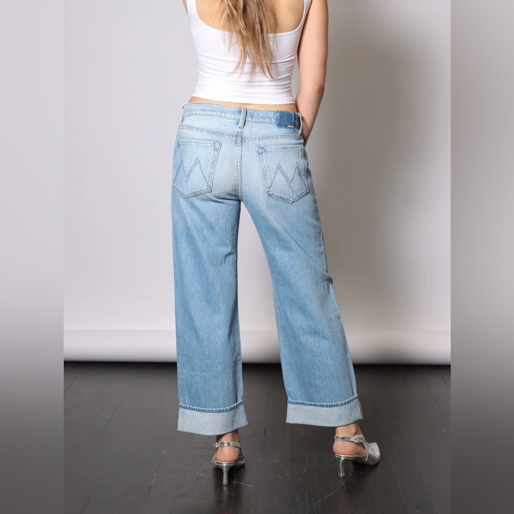 NEW $248 Mother Jeans The Dodger Button Hover Cuff Funk N’ Flair Blue sz 34 - Picture 8 of 11